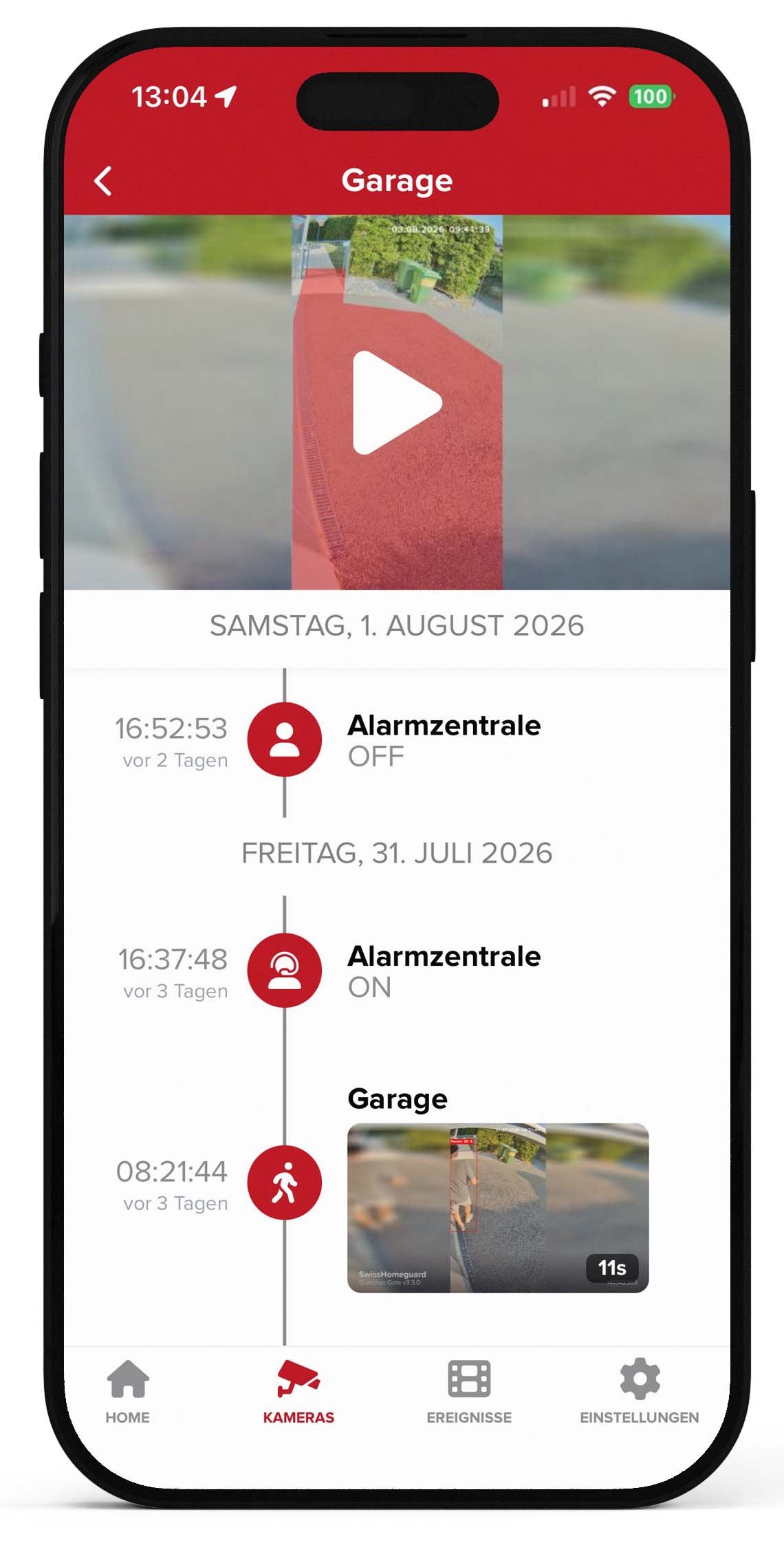 SwissHomeguard App Kamera